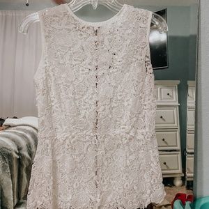 CABI WHITE LACE BLOUSE